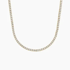 5.00 ctw yellow gold tennis necklace (classic – lab grown)